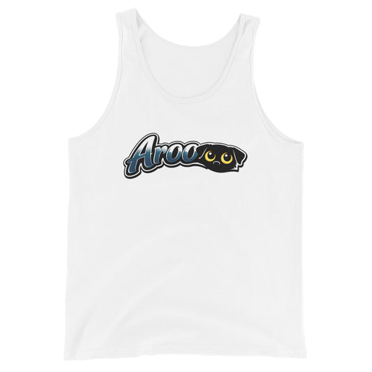 Tank top depicting a puppy howling aroo to celebrate pup and lgbtq_+ pride