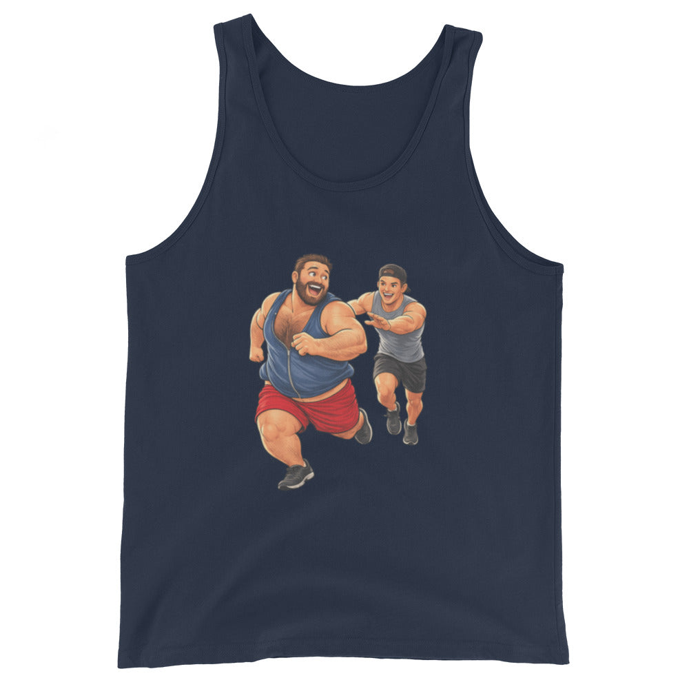 Tank top featuring humorous Bear Chaser graphic for LGBTQ+ bear culture