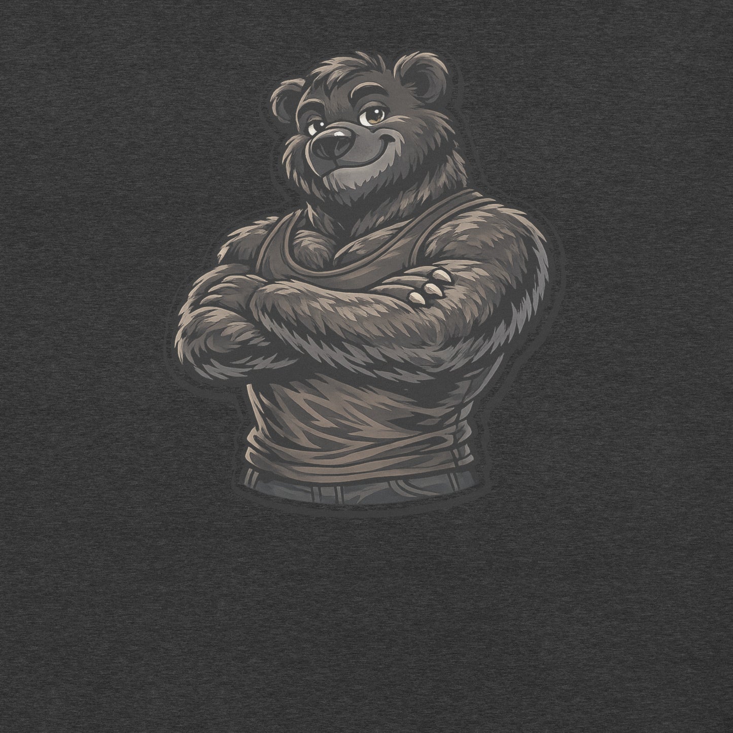 Black bear pride graphic featuring confident cartoon bear with arms crossed – LGBTQ+ pride shirt from Badditude