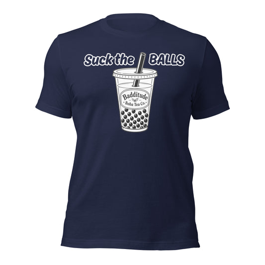 Graphic T-Shirt depicting a funny slogan for Badditude Boba Tea Company