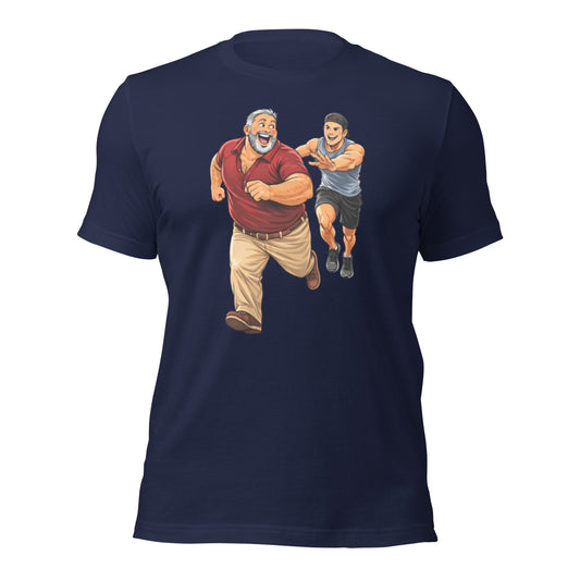 LGBTQ inspired tee depicting a graphic of a chaser chasing a daddy bear