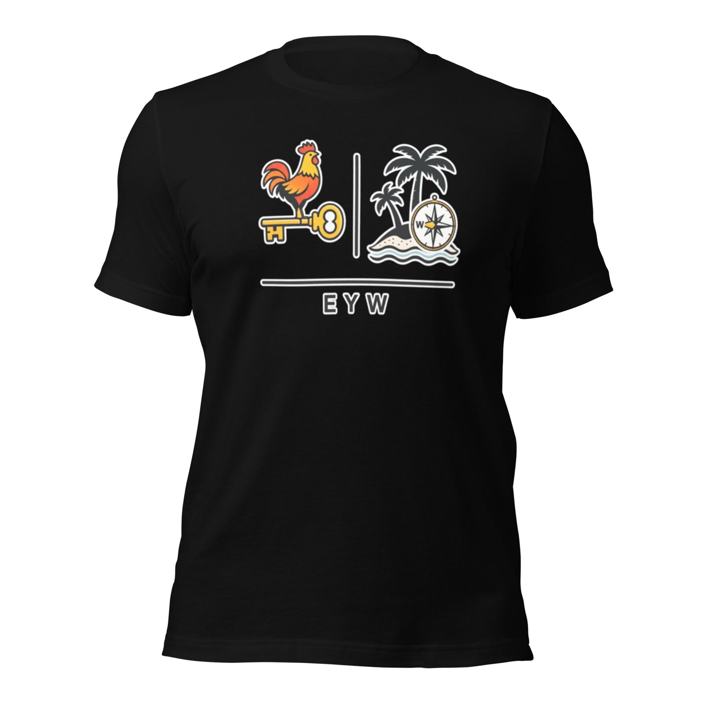 Graphic Tee depicting the popular gay destination of key west with pictorials emulating the name